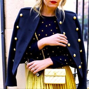 J.Crew Blue & Gold Wool Tippi Sweater In Embroidered Stars